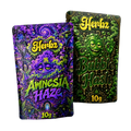 Amnesia Haze og Bubble Hash 20g THCA bundle med topskud og hash på sort baggrund