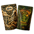 Piatella og Thai Haze 20g THCA bundle med ice water hash og topskud på sort baggrund