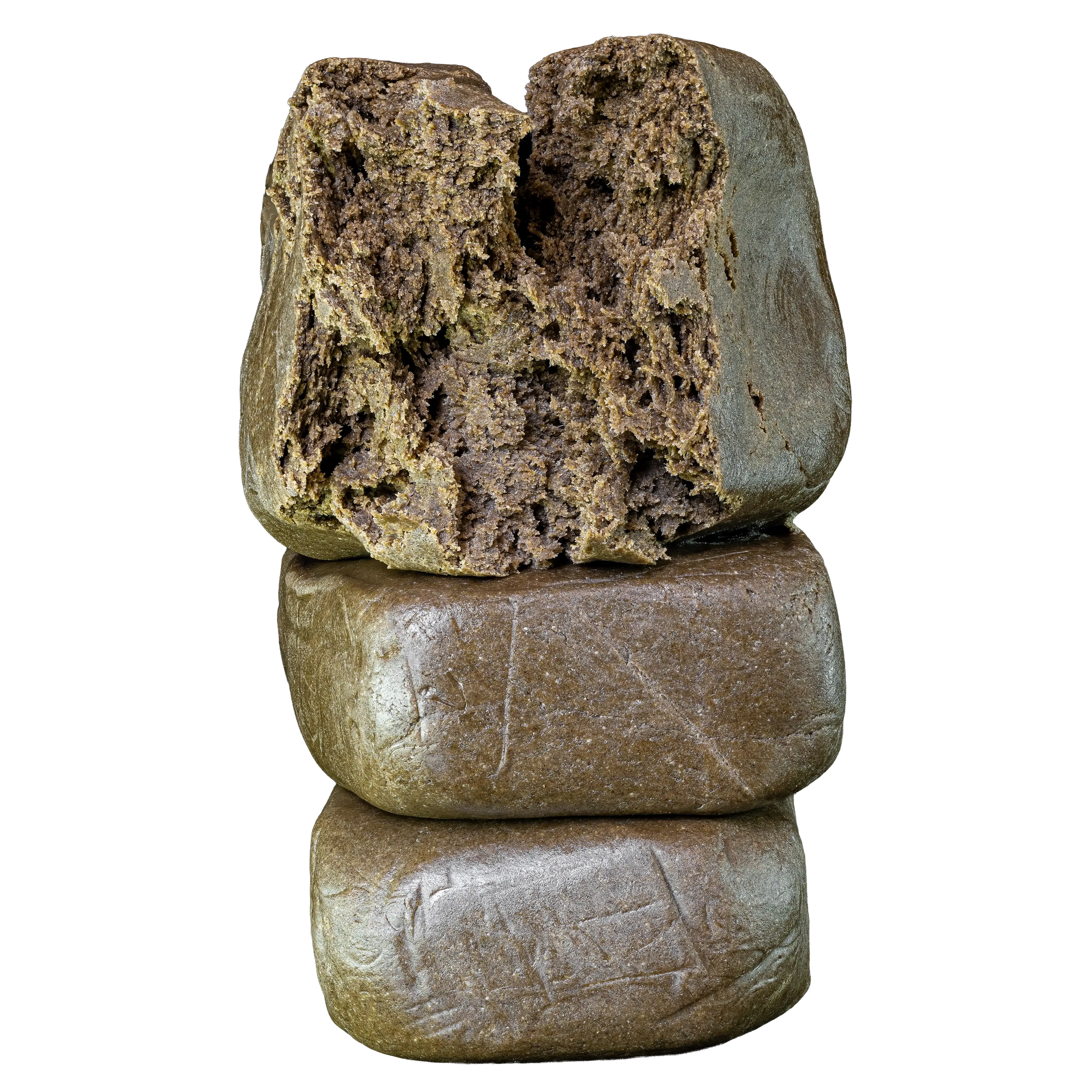 Bubble Hash med presset yderside og porøs trichomrig midte