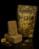 Herbz Golden Pollen 10g emballage med sort og gyldent design