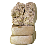 Nærbillede af Piatella 60% THCA med cremet og trichomrig hashstruktur