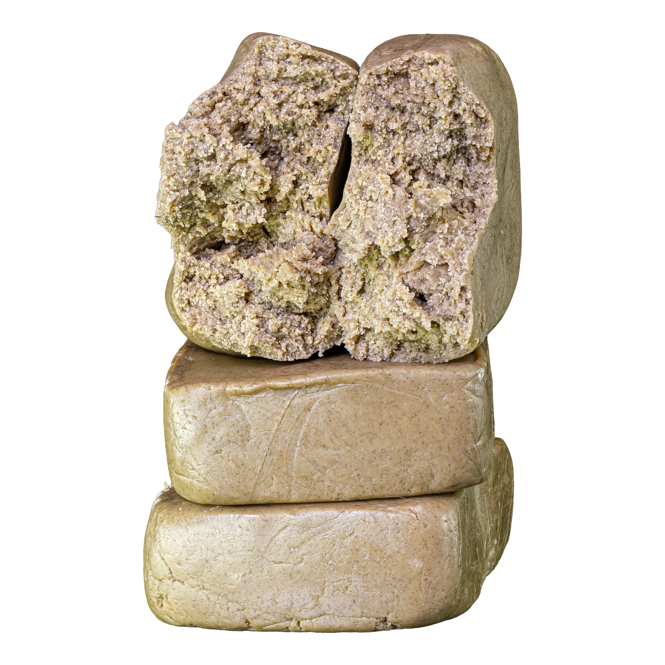 Nærbillede af Piatella 60% THCA med cremet og trichomrig hashstruktur