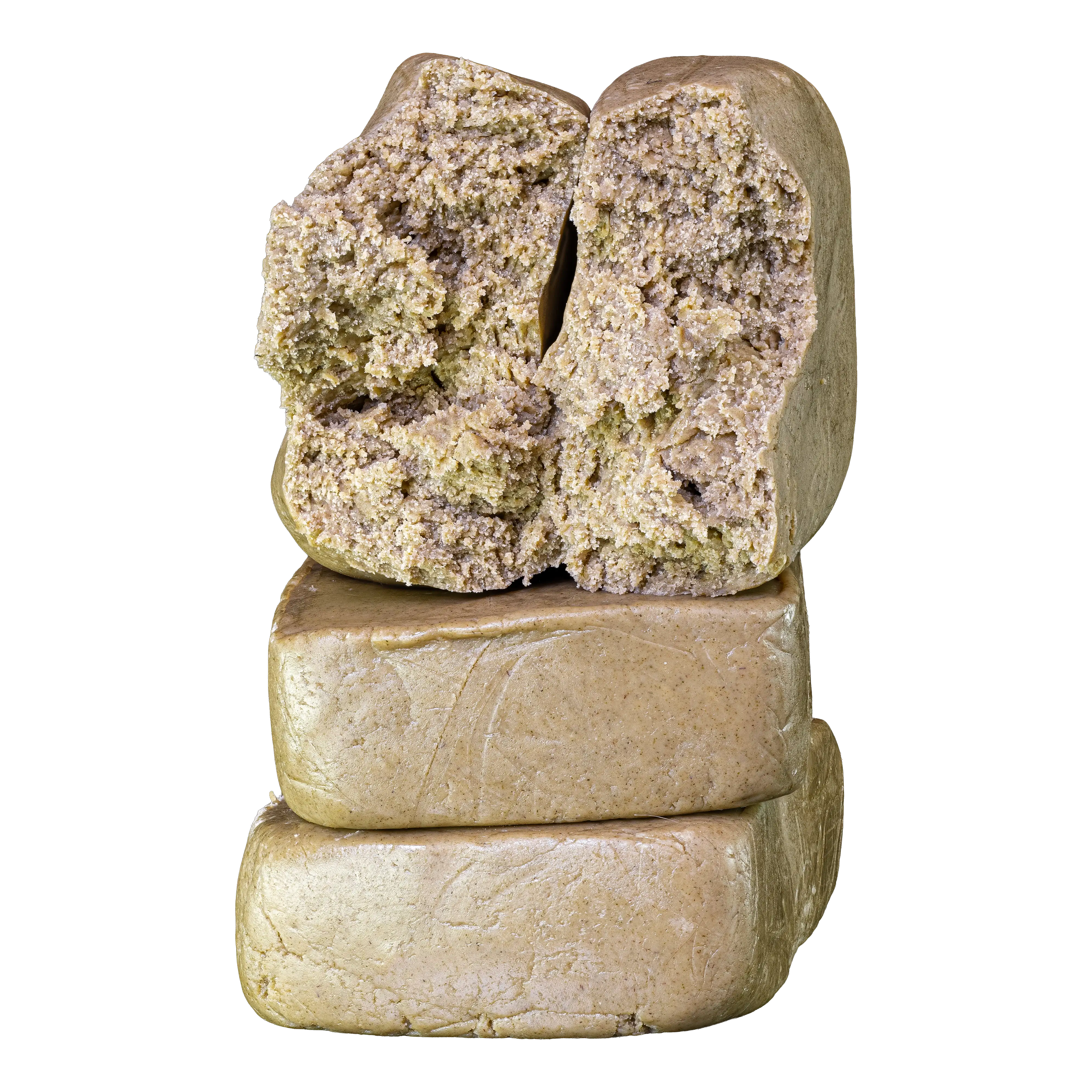 Nærbillede af Piatella 60% THCA med cremet og trichomrig hashstruktur